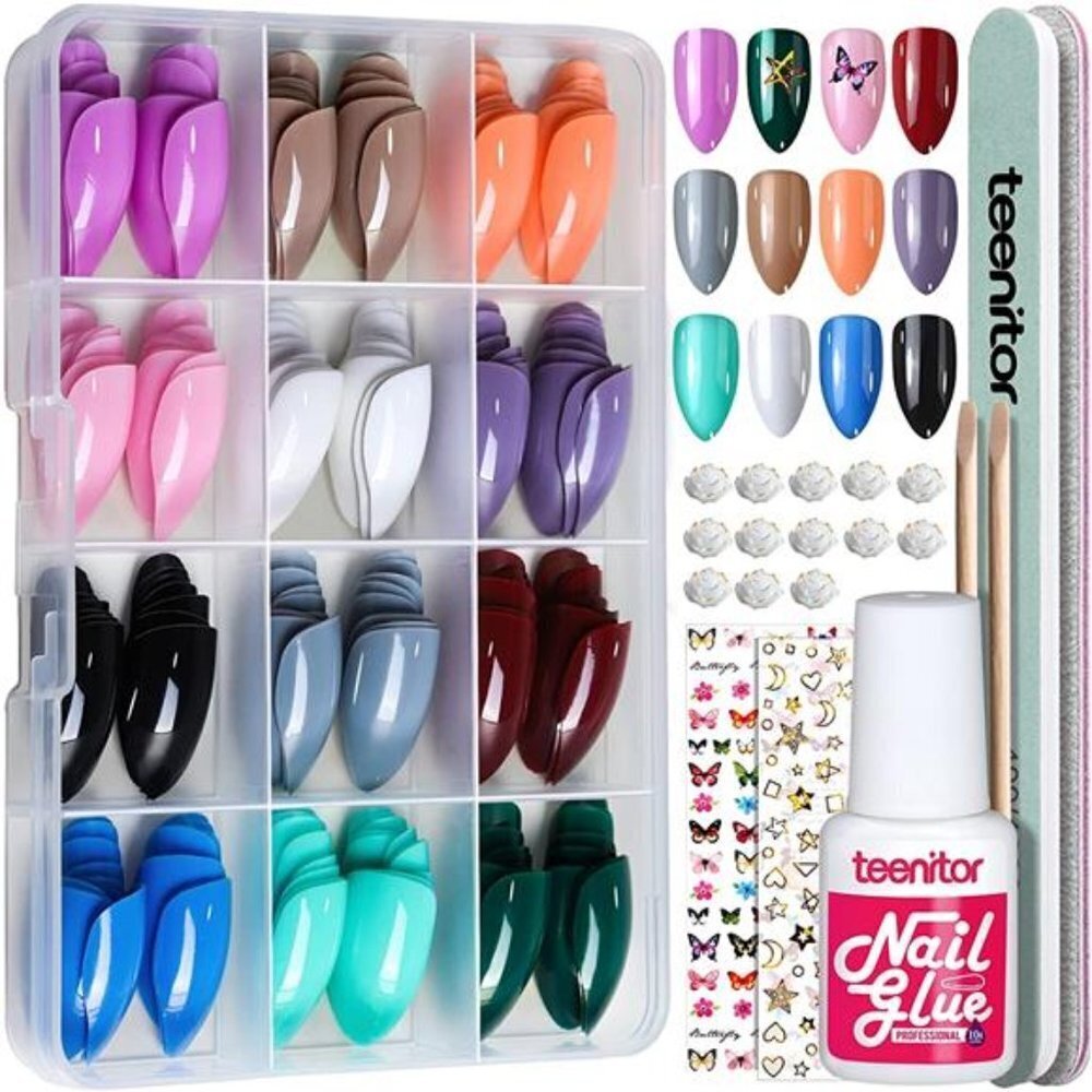 Glossy Almond Press On Nails 12 Pack Medium Full Set